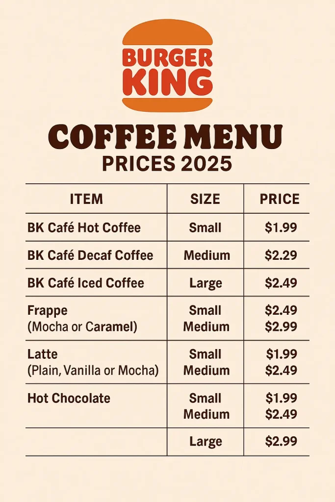 Burger King Coffee Menu Prices 2025 1 Burger King Coffee Menu Prices